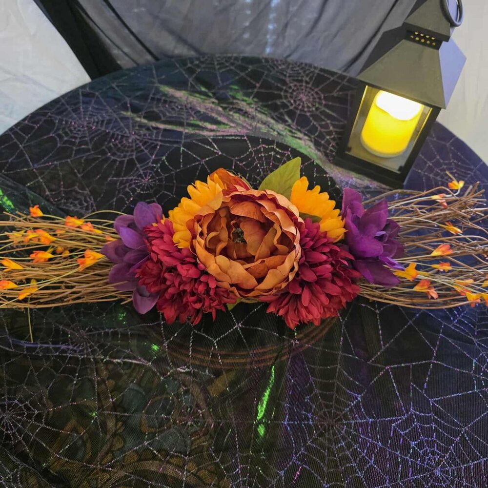 Handmade Fall Floral Centerpiece | Autumn Harvest Table Runner Decor